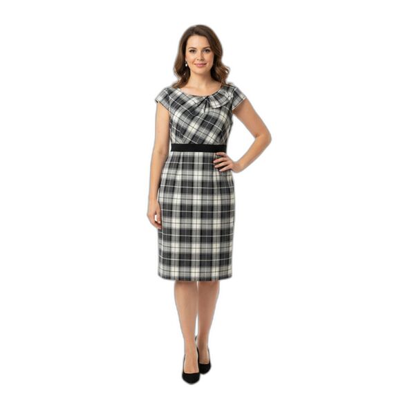 Dress Barn Plaid Sheath Midi Dress 16 - Picture 1 of 11
